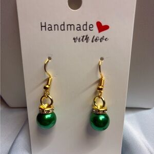 Chic Green and Gold Drop Earrings